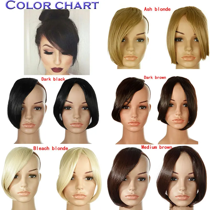 SNOILITE 9inch middle part bangs fake bangs hair pieces brown black clip in hair extensions bangs fringe for women