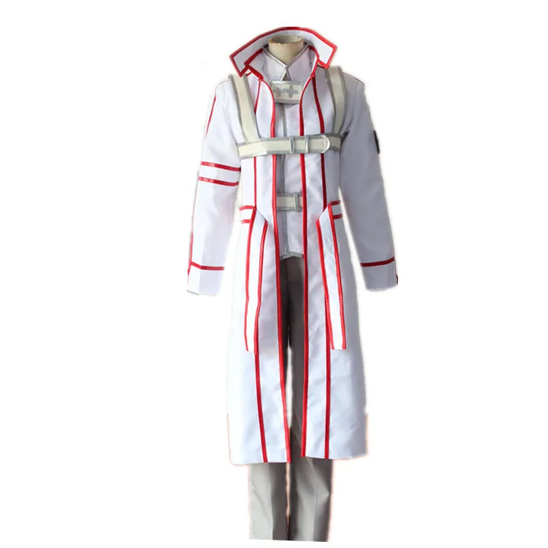 

SAO Sword Art Online Kirigaya Kazuto Knights of Blood KoB White Uniform Cosplay Costumes Kirito Cloak Outfits Halloween Costume