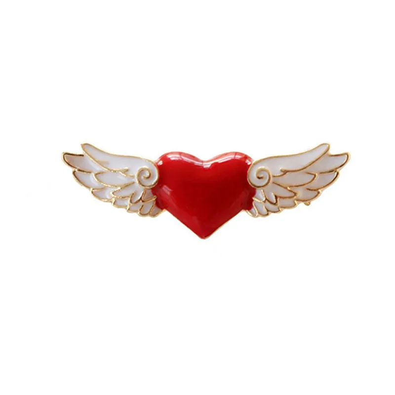 2020 New Japanese and Korean style sleek minimalist Enamel Red Heart Angel Wings Girl Series Fine brooch | Украшения и аксессуары