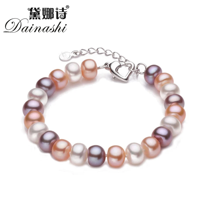 

Dainashi Today Deal Natural Stone Freshwater Tear drop Pearl bracelets for women girls gifts 925 sterling silver clasp chain