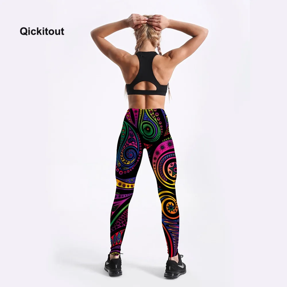 Женские летние брюки с цветным тотемным принтом черные сексуальные леггинсы