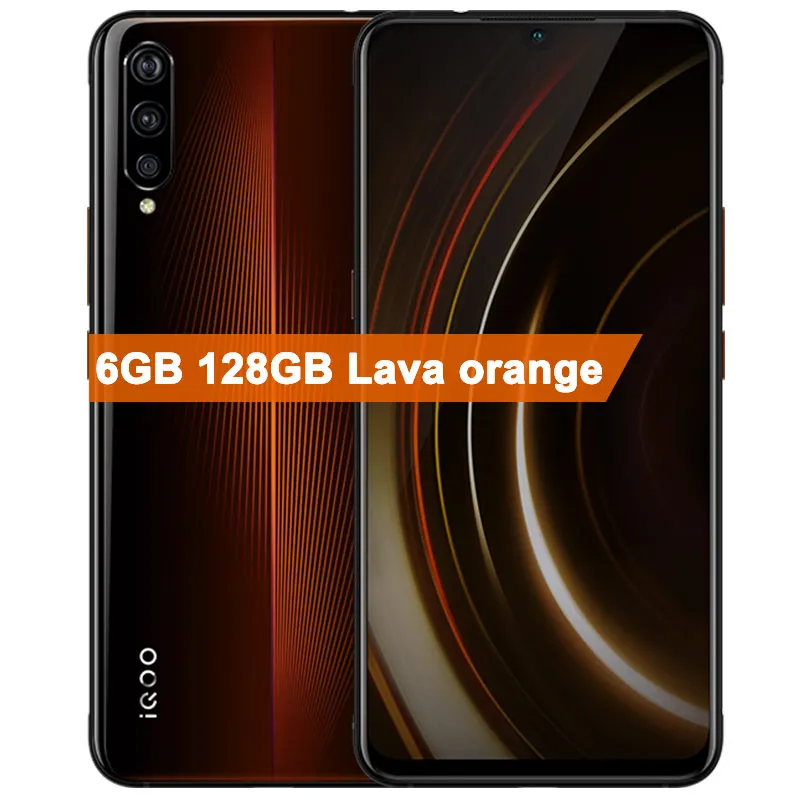 vivo iQOO мобильный телефон 6 ГБ 128 ГБ 6,4" Восьмиядерный Snapdragon 855 с 3 камерами 12 Мп+ 13 МП+ 2 Мп Android 9 4000 мАч NFC Смартфон - Цвет: 6G 128G Lava Orange