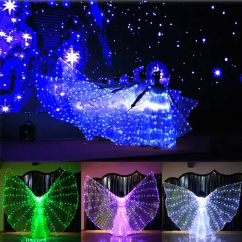 

2019 LED Belly Dance Angel Isis Wings Butterfly Wings with Telescopic Sticks performance clothing Dance Costume