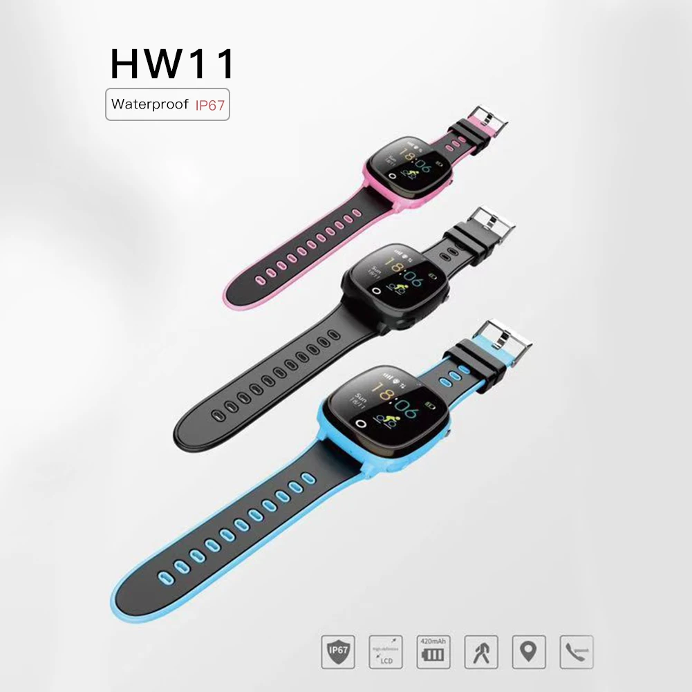 HW11 Детские умные часы телефон gps трекер позиционирования IP67 водонепроницаемые часы с шагомером и Bluetooth для детей