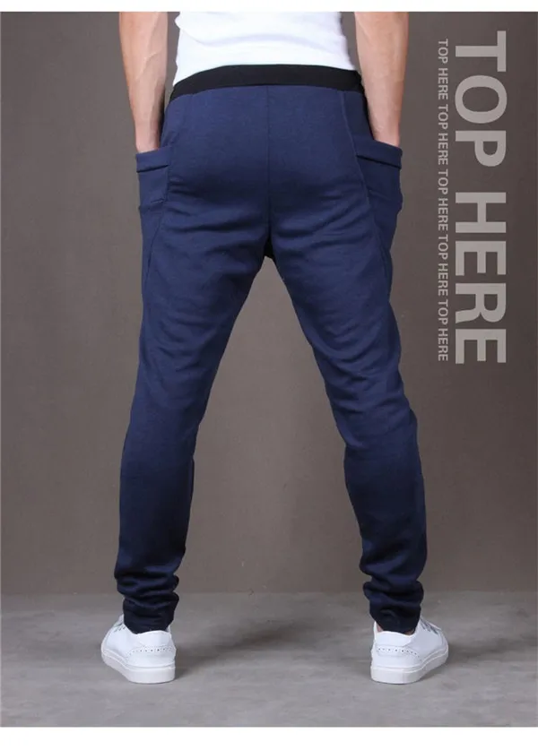 Для мужчин джоггеры брюки новые корейские узкие обтягивающие спортивные штаны контраст Цвет шаровары Повседневное хип-хоп AQ853814