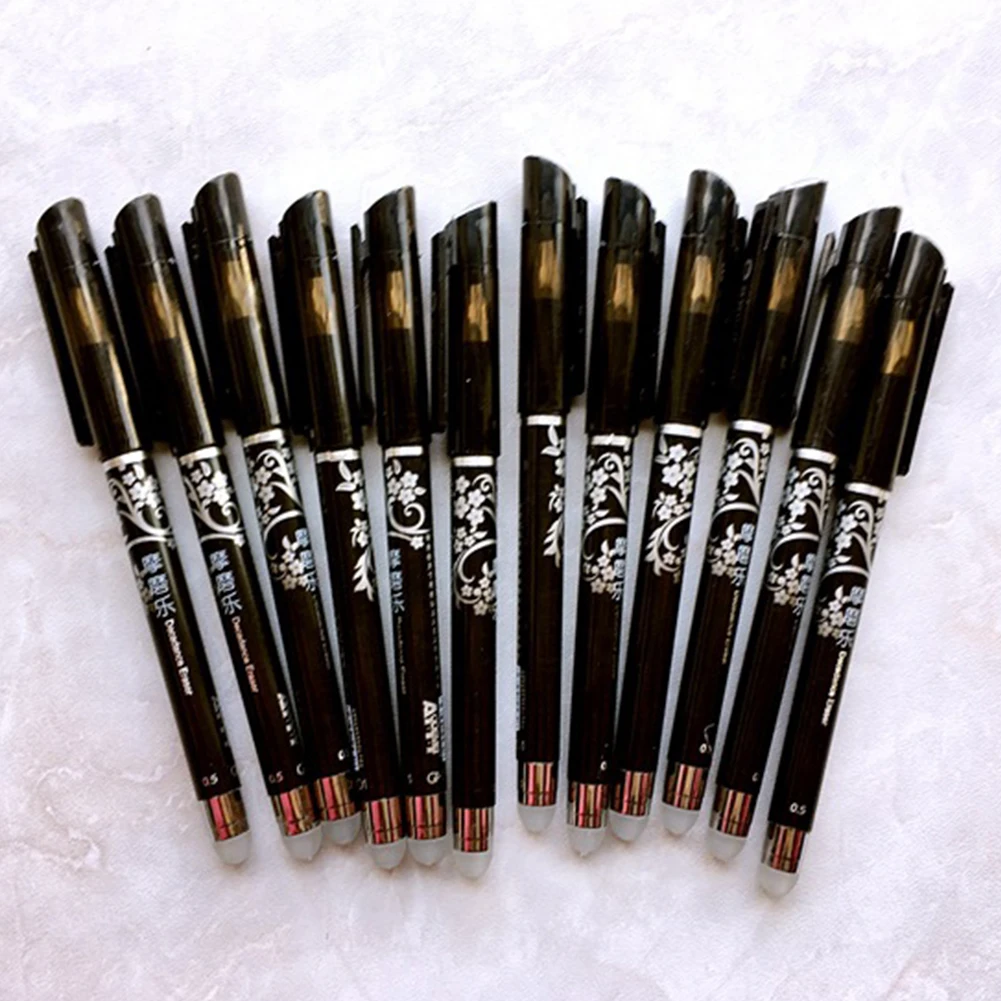 

12pcs/box 0.5mm Tip Smooth Writing Students Erasable Business Black Blue Refill Stationery Gel Pen School Office