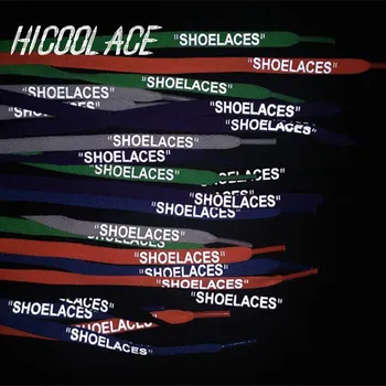 

2019 New 47"/55"/63" Print Reflective "SHOELACES" Black White Orange Flat Shoe Laces With Zip Tie for Off White AJ1 AF1 Shoes