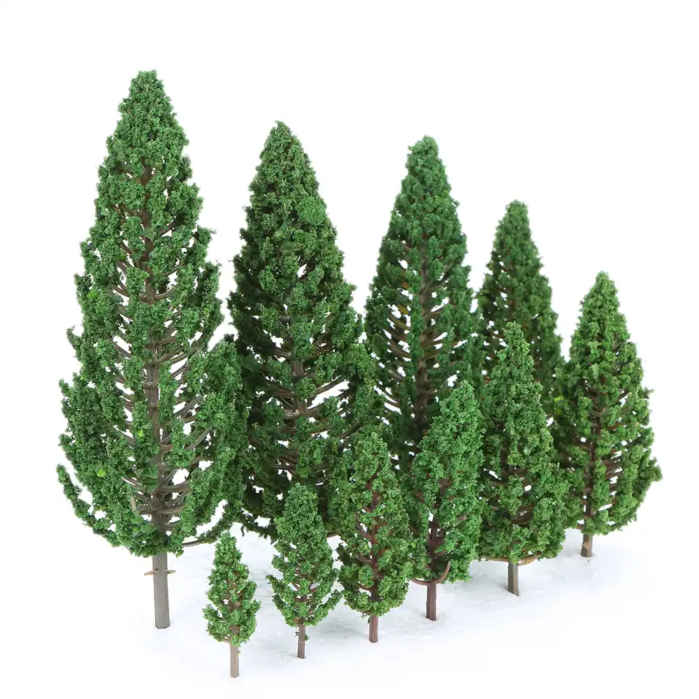 10 stücke Modell Zug Bäume Eisenbahn Wargame Zubehör Grüne Kiefer 5,5 cm