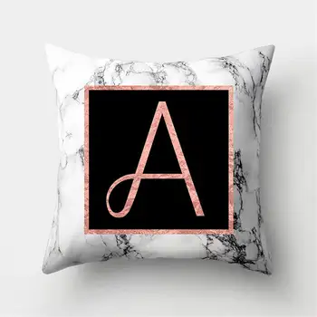 

1 PC 45*45 cm Polyester Peachskin Pillowcase Marble Texture Rose Gold color Letter Pattern Pillow Cover Throw Pillows