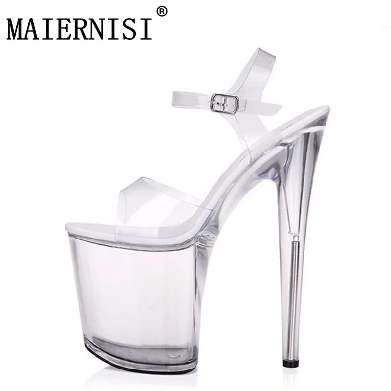 

Sandals Summer Women's Shoes Sexy Sandals Non-slip Transparent Waterproof 20cm Catwalk Shoes Crystal High-heeled Shoe Size 34-44