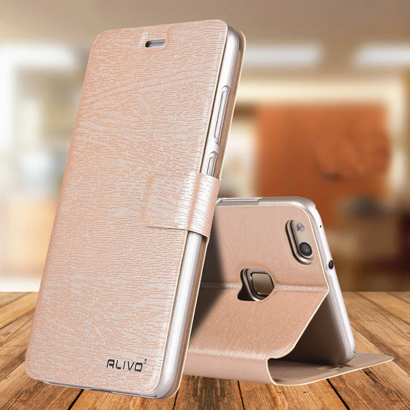 

ALIVO For Huawei P10 lite case with Magnetic adsorption,wood pattern PU leather flip case with Card Pocket for huawei p10 lite