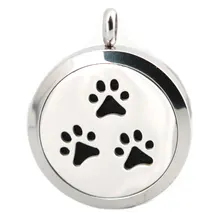 Silver Jewelry Dog Paw Aromatherapy Essential Oil surgical Stainless Steel Pendant Perfume Diffuser Locket Necklace