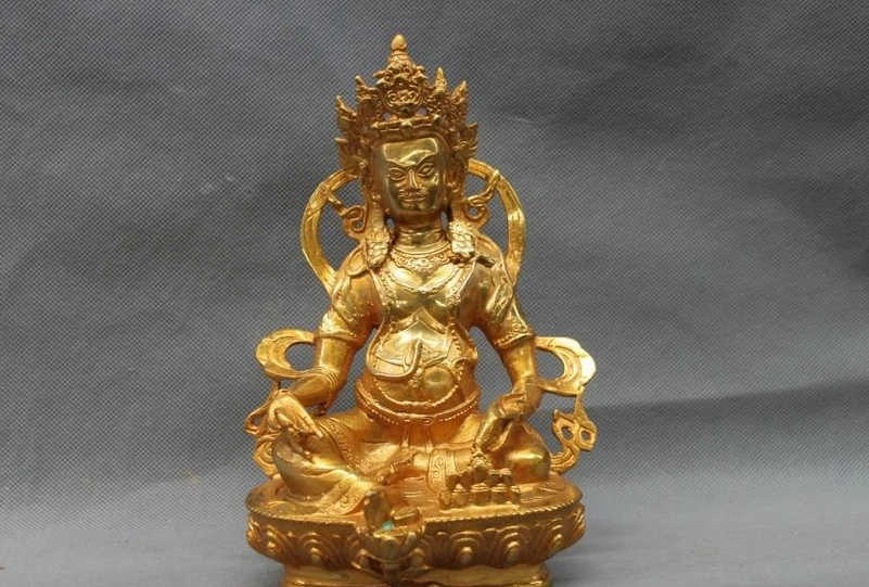 

Tibet Buddhism Temple Bronze Copper gilt Yellow Jambhala Buddha Statue a 0518
