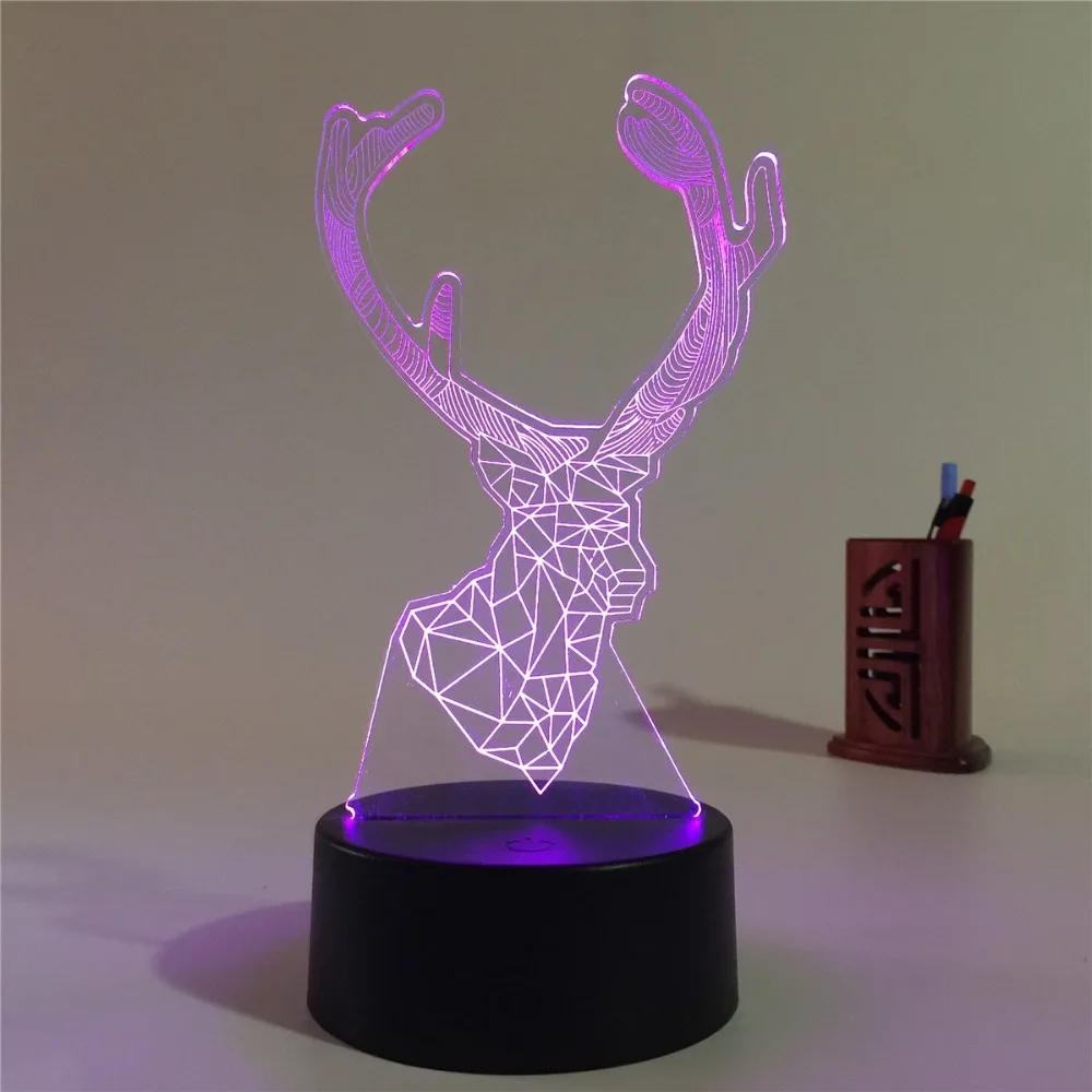 

Night Light 3D Animal Deer Head Shape USB Power Festival Holiday Party Lamp Home Decor Novelty Lighting