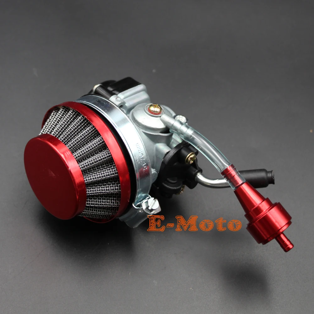 Гоночный карбюратор красный 60 мм воздушный фильтр ЧПУ газовые топливные фильтры для 49cc 50cc 60 66 80cc 2 тактный мопед E-Moto