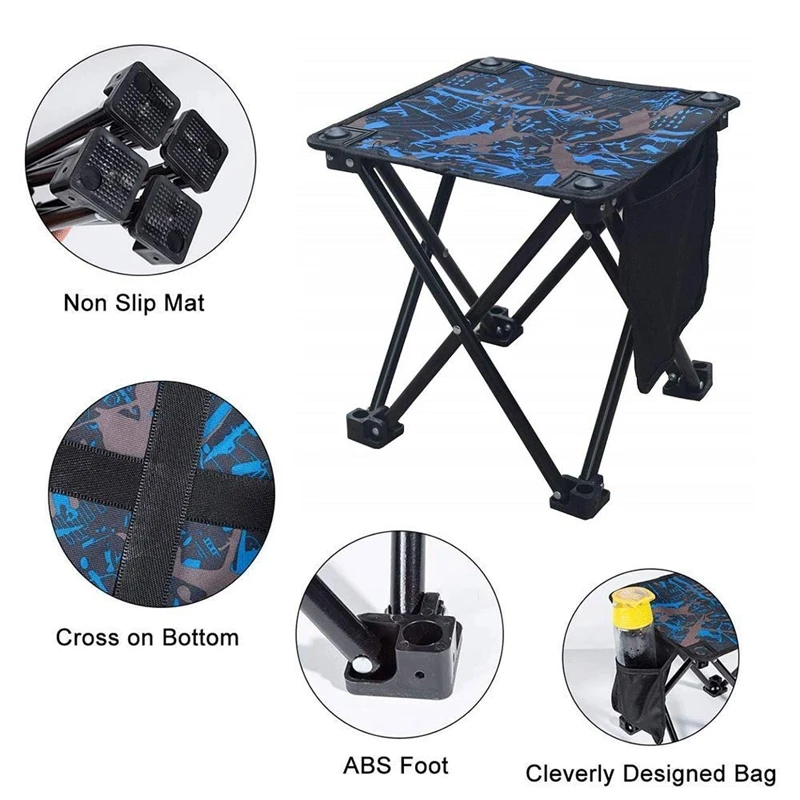 TOP!-Portable Camping Stool Small Folding Camp Chair With Carry Bag For Fishing Hiking Gardening Beach