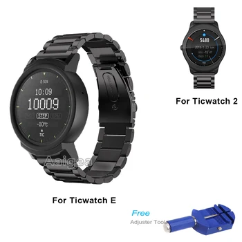 

Premium Stainless Steel Watch Band Strap for Ticwatch E 2 Smart Watch Replacement Metal Wrist band Bracelet and Free Adjust Tool