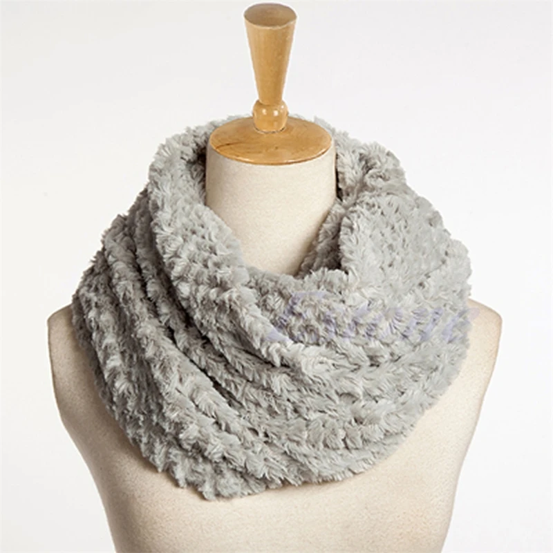 Для женщин искусственный мех Infinity/кабельный хомут зимний теплый длинный шарф шаль