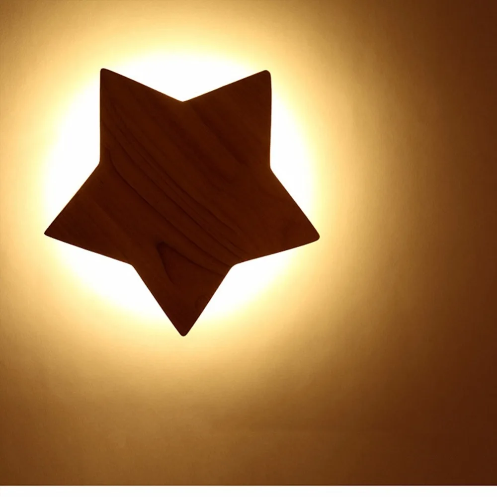 

S.orange Modern LED Wood Pentagram Wall Lamp Decorative Lighting For Living room Aisle Foyer Corridor Lights Warm White