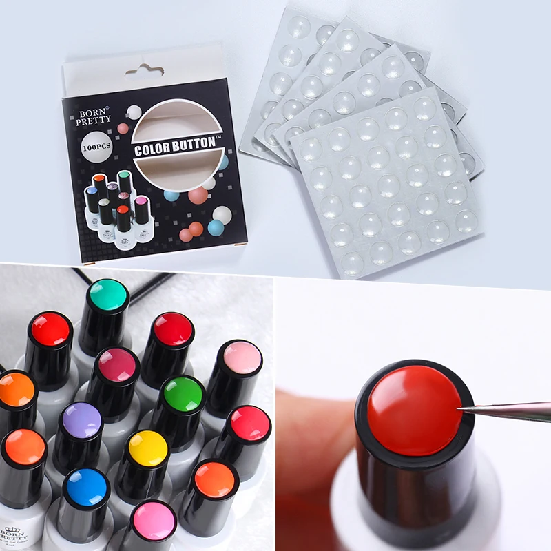 

Nail Button Sticker for Gel Display Adhesive Silicone Paster Button Label Manicure Nail Tool Transparent 25Pcs BORN PRETTY