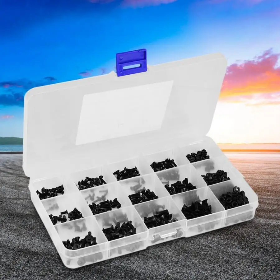 

480Pcs/set Black Carbon Steel Screws Hex Countersunk Screws Bolts And Nut M2 M2.5 M3 Stainless Steel Screws parafuso