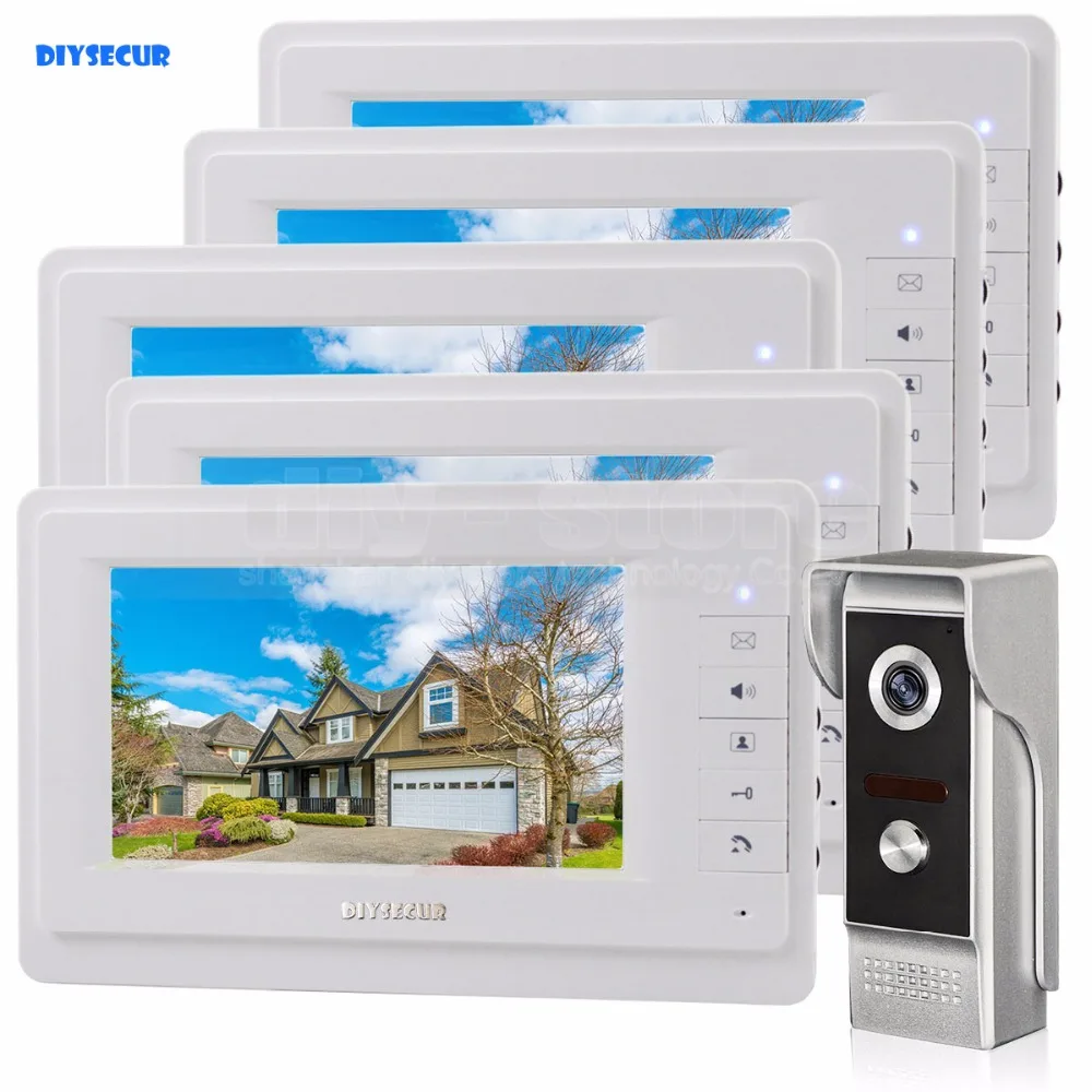 DIYSECUR 7 дюймов TFT цветной ЖК дисплей видеодомофон 700TVLine HD IR камера ночного видения