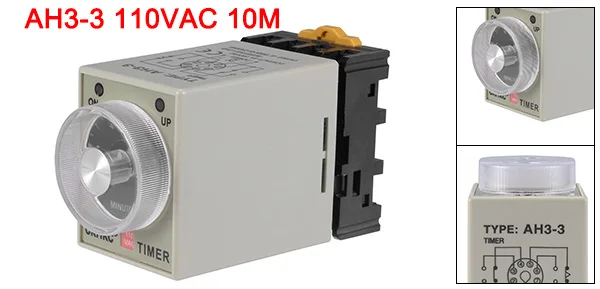 C w base Uxcell AC 110 V 10/60 м или 60 S РЕЛЕ 8 терминалы Диапазон регулируемый таймер времени реле задержки AH3-3 Мощность поставки с базовыми или нет - Габаритные размеры: C w base