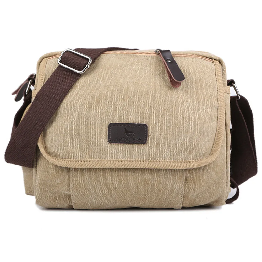 Aelicy Canvas Leather Crossbody Bag Men Military Army Vintage Messenger Bags Shoulder Bag Casual Travel school Bags