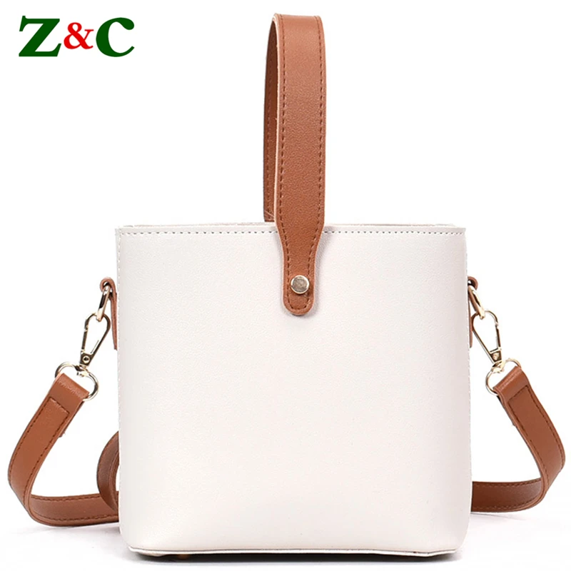 

European Style Fashion New Women White Handbag High Quality Leather Portable Shoulder Bag Ladies Hit Color Small Tote Bag Bolsas
