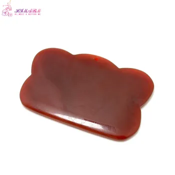 

HIMABM 1 Pcs natural shoe-shaped ingot shap red drilled Agate Guasha massage tool facial treatment scraping health body care