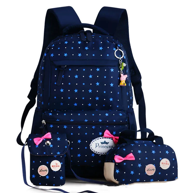 Модная одежда для девочек школьные сумки для подростков рюкзак комплект Для женщин плеча Водонепроницаемый дорожные сумки 3 шт./компл. Mochila ранец - Цвет: dark blue