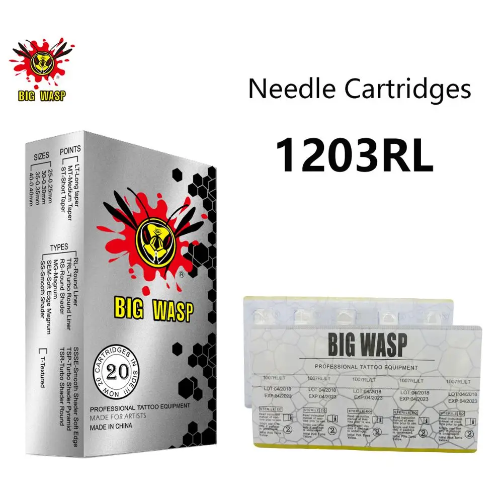 Картриджи BIGWASP 1203RL для татуировочных игл № 12 стандартные (0 35 мм) с 3 круглыми