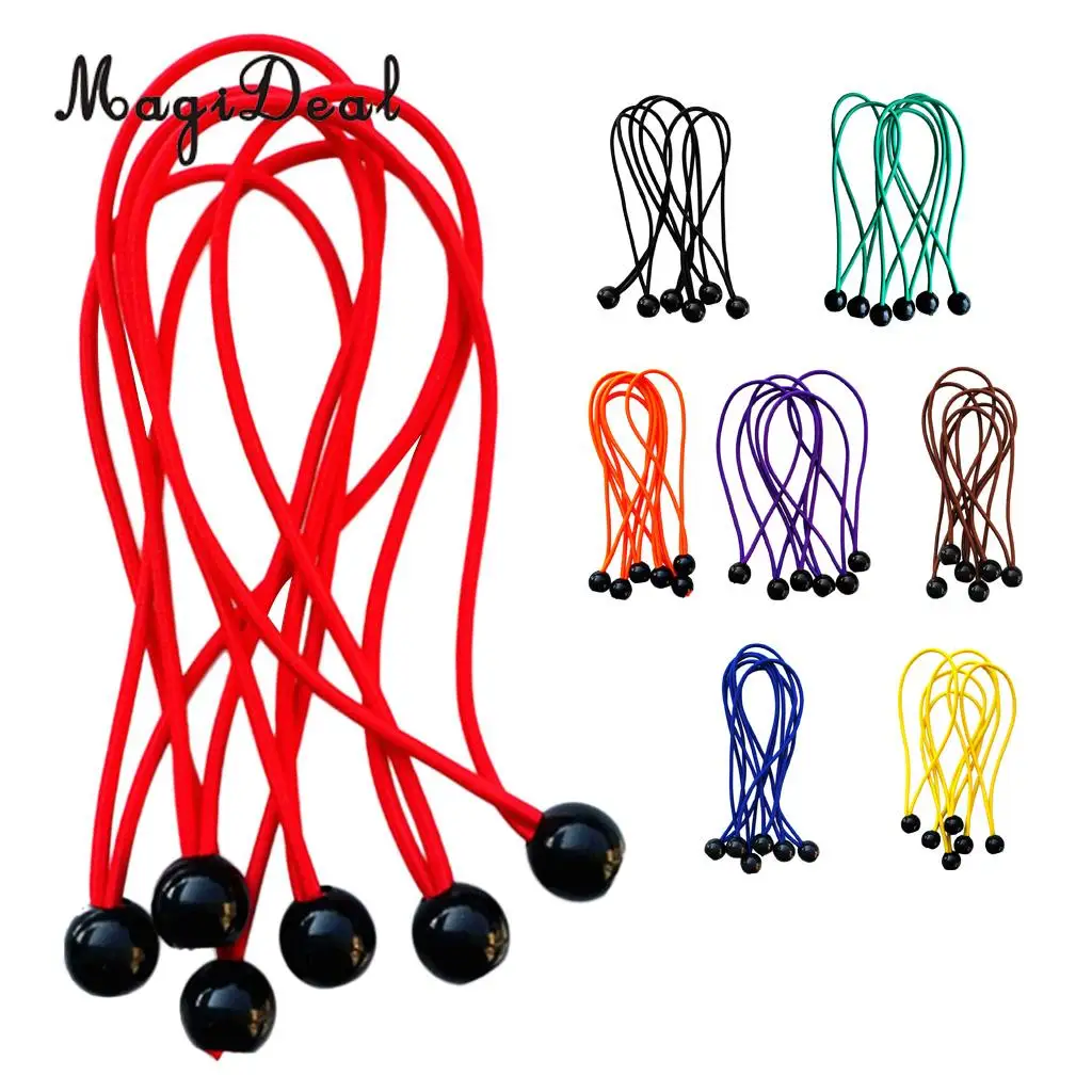 MagiDeal 6 Pieces 15cm Heavy Duty Ball Bungee Cord Tie down Cord Canopy Straps for Camping Hiking Tent Travell Accessories
