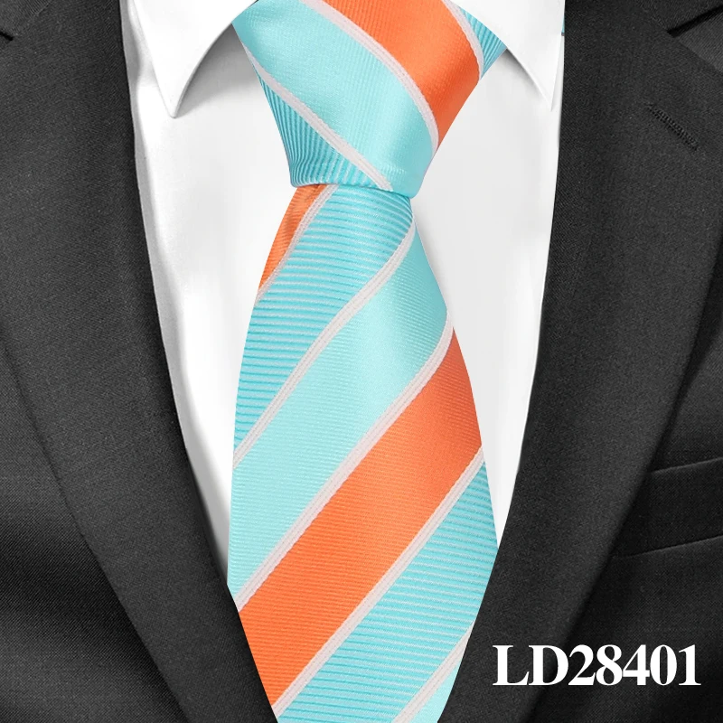 Модный Полосатый галстук для мужчин из полиэстера ЖАККАРД мужской галстук для свадьбы Бизнес 8 см широкие клетчатые Галстуки классические костюмы Галстук - Цвет: LD28401