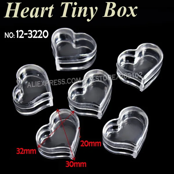 

32x20mm Small Heart Box clear Storage for DIY Accessory Nail Art Jewelry beads Crafts, portable Organizer plastic container case