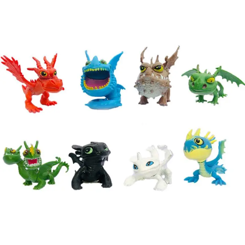 

7pcs 8pcs 10pcs How to Train Dragon Night Light Fury Toothless PVC Action Figure Movie Model Anime Figurines Doll Kid Toy