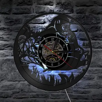 

Jungle Monkeys Vinyl Record Wall Clock Vintage Orangutan Wall Art Hanging Clock Gift For Kids Children Room Decor Clock Watch