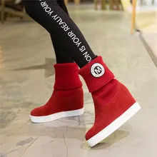 Autumn Winter Women Ankle Snow Boots Wedge Height Increasing Woman Short Boots High Quality Plus Size 34 – 40 41 42 43 botas