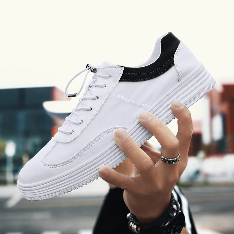 

Fashion breathable lace up sneakers flats shoes men microfiber leather casual shoes 2019 korean version footwear C4