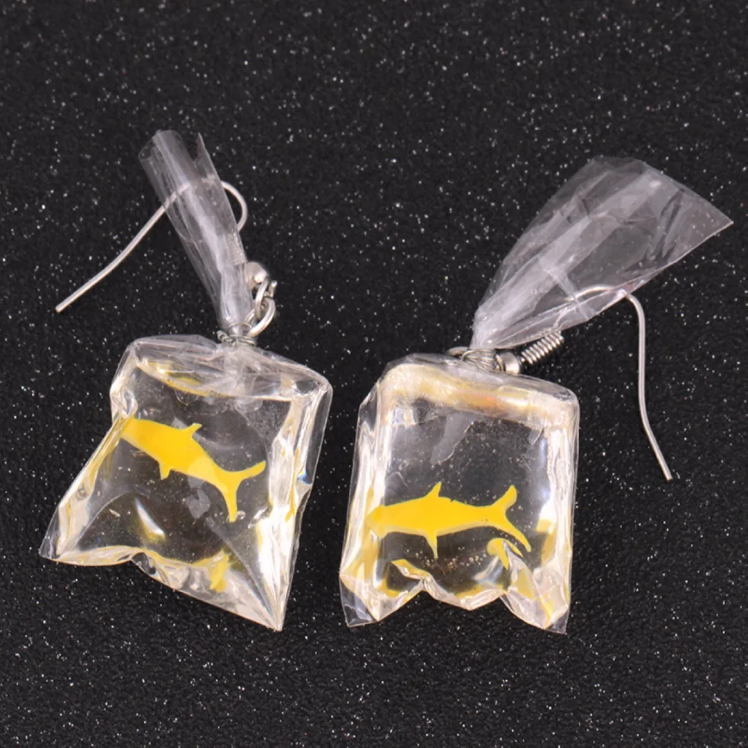 Transparent Bag Goldfish Dangle Earring Shellhard Bijoux Femme boucle d'oreille Hook Earrings Fashion Womens Jewelry Gift
