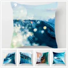 Summer Wave Cushion Cover Blue Pillowcase Soft Polyester Decorative Pillow Covers for Sofa Bed Living Room Home Decor 45*45cm Summer Wave Cushion Cover Blue Pillowcase Soft Polyester Decorative Pillow Covers for Sofa Bed Living Room Home Decor 45*45cm