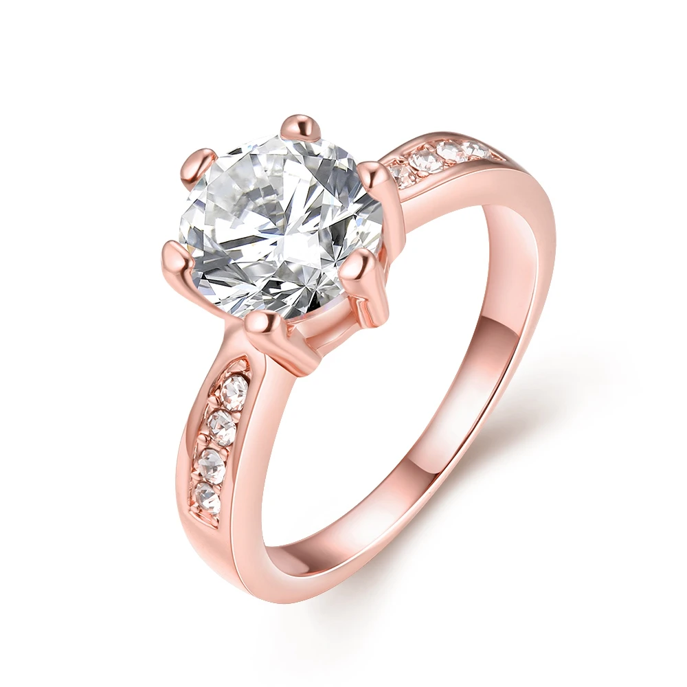 Encantadores anillos de Zirconia cúbica, anillos de oro rosa con piedras grandes, anillo de lujo para mujeres, bisutería, Pas Chers AKR023|ring wireless|ring opalring peach -