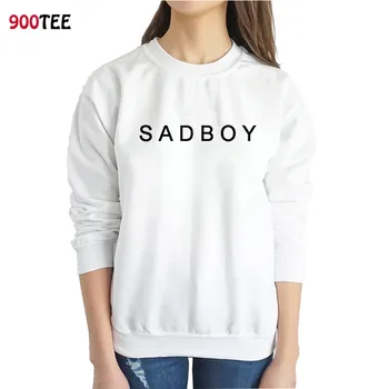 

2020 Fashion Autumn Women Hoodie Pullover White Sweatshirt Cotton Women Long Sleeve Letter Sad Boy Printed Funny Hoodies Hipster