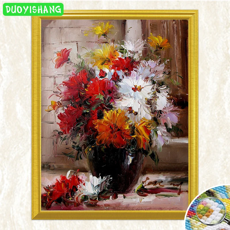 5D DIY Diamond Painting Colored Flowers Oil Picture Full Square Embroidery Sale Mosaic Rhinestones Accessories | Дом и сад