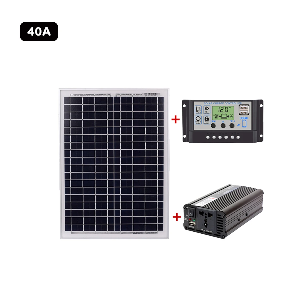 Кемпинговая система генерации солнечной энергии, Солнечный контроллер, инверторный набор, Уличный дом AC220V 1500 W, Уличное оборудование