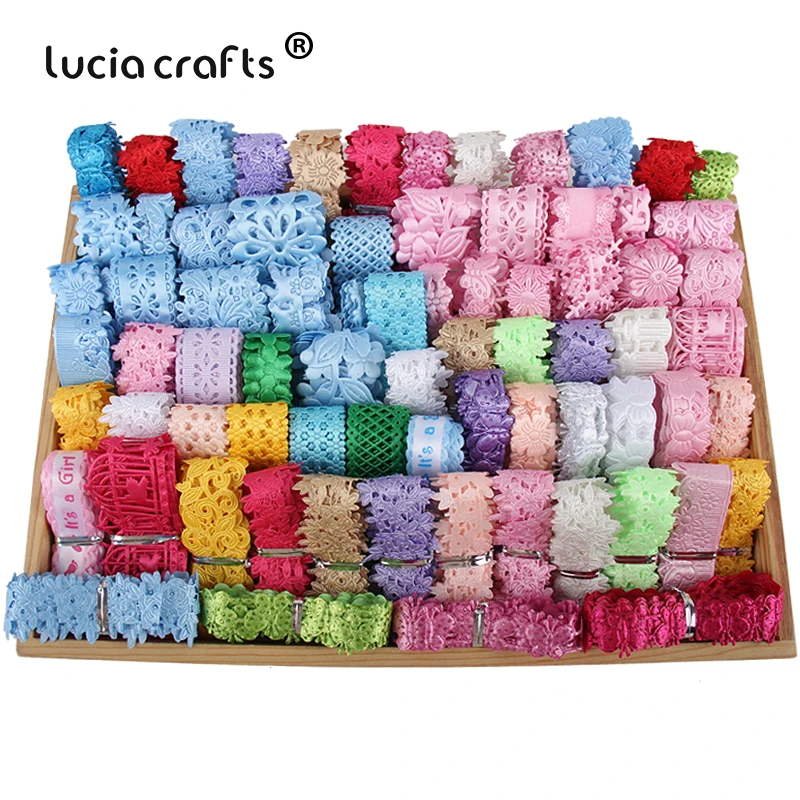 Lucia Crafts 8-40 мм случайный смешанный DIY цветок лента швейное ремесло кружева одежды