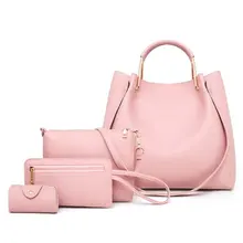 Sacs à bandoulière en Polyester pour femmes, lot de 4 pièces/ensemble sacs à main seau fourre-tout pour dames, sacs à bandoulière simple mode solide doux polyvalent