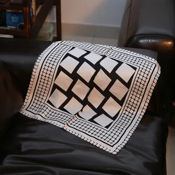 

Top quality real 100% silk scarf black and white plaid scarf office lady handbag decor silk scarf