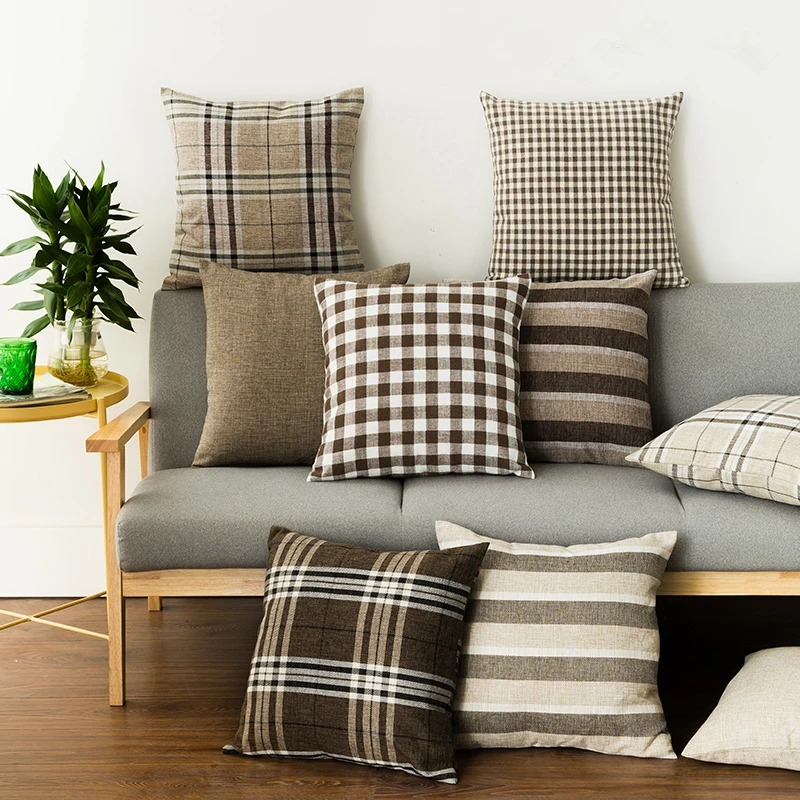 30x45/45x45/40x60/55x55cm British style retro plaid cushion cover brown