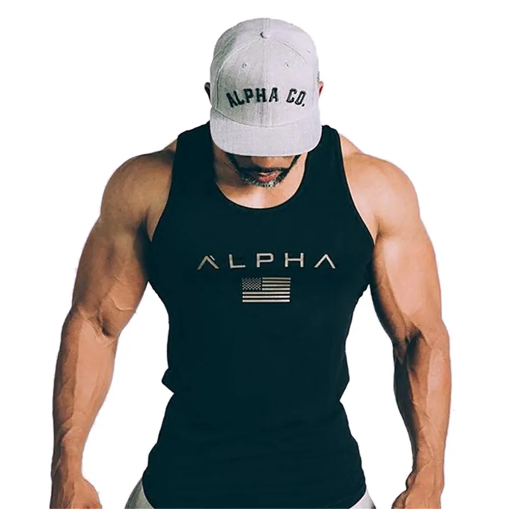 

2018 Mens Fitness Clothing Tank Top Men Gyms Bodybuilding Stringers Tank Tops Singlet Slim Fit Breathable Sleeveless Shirts Vest